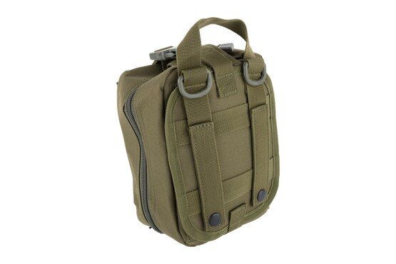 Primary Arms First Aid Pouch with OD Green nylon features a carry handle and MOLLE straps